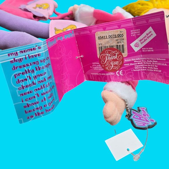 2000 Warner Bros Sky Yellow Hair 13" Plush Toy Doll Pink Tweety Bird Dress Purse - Picture 11 of 13